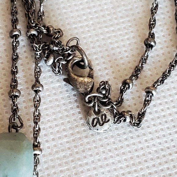 28" Silver Tone Stone Chip Layer Long Necklace AE - Picture 4 of 5